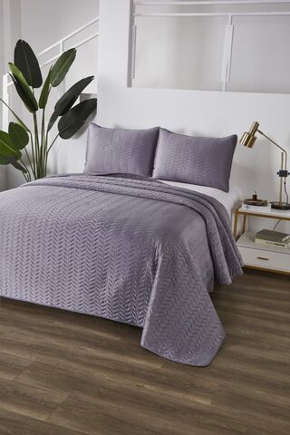 Покрывало 160х220 и наволочка 50х70 Sofi De MarkO Саванна темно-серое