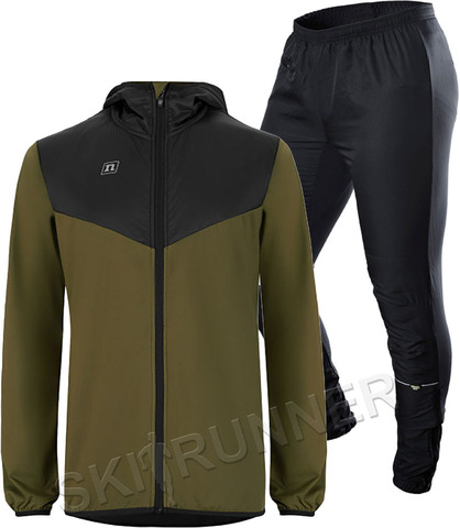 Костюм ветрозащитный Noname Hybrid Run Running 23 UX Olive/Black