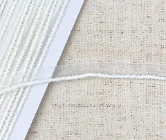 Кант на органзе с бисером, ш. 1 см, бисер ш. 0,5 см, молочный