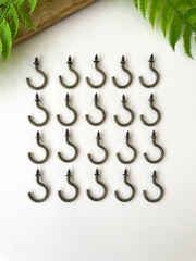 Крючок с резьбой винтовой, металлическая фурнитура, Бронзовый, 2*3,2 см, набор 20 шт.