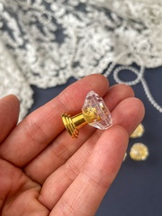 Ручка для шкатулки , цвет прозрачный с золотым, пластиковые, 1,9*2,2 см, набор 10 шт.