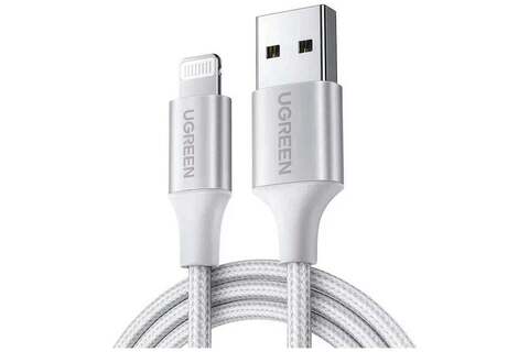 Кабель  UGREEN US199 (60161) Lightning to USB-A 2.0 Cable, 1 м, серебристый