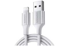 Кабель  UGREEN US199 (60161) Lightning to USB-A 2.0 Cable, 1 м, серебристый