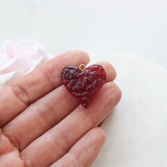 Подвеска Сердце, красный, акрил, 26 мм, РК009