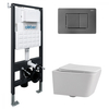 Abber AC1201-AC0105-AC0120NG Комплект подвесной Унитаз Abber Rechteck AC1201 белый с инсталляцией AC0105 и кнопкой AC0120NG никель