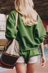 Свитшот на короткой молнии с принтом Тёмно-зелёный