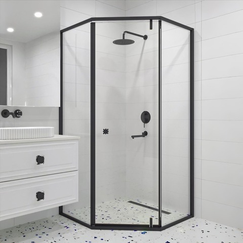 RGW 350608800-14 Душевой уголок 100*100*195 RGW HO-088-B Трапеция/Чёрный/Прозрачное/8 мм (2 уп.)
