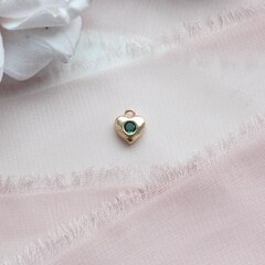 УЦЕНКА!!! Подвеска Сердце с зелёным фианитом, 8*7 мм, позолота. У057