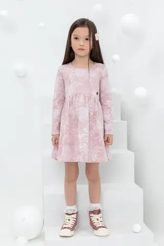платье  для девочки  КР 5788/розовый лед,кружевные цветы к433