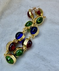 Серьги длинные с цветными камнями в винтажном стиле (итальянский стиль)