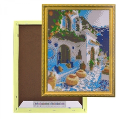 
          Алмазная мозаика Alingar, на подрамнике, с полным заполнением, (глянц) дизайн рамка, 30х40 см, 19 цветов, "На террасе"