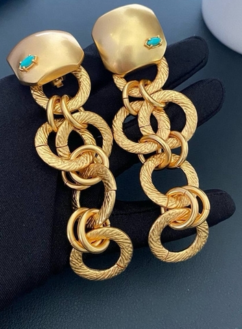 Серьги клипсы трансформеры с подвесками цепочками из латуни YSL