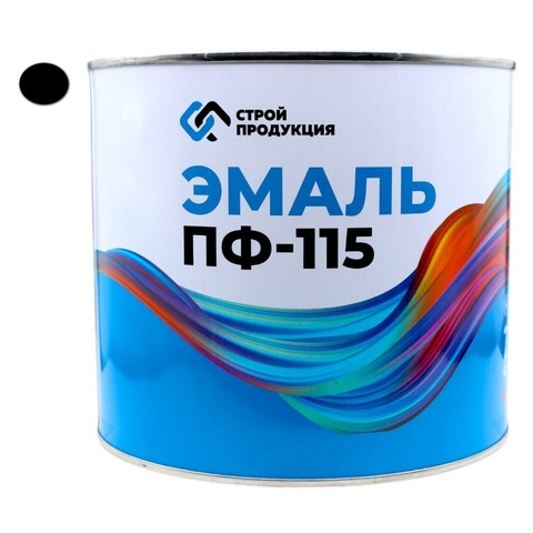 Краска эмаль ПФ-115 ЧЕРНАЯ (банка 2,5 кг, 1.79л.) ГОСТ