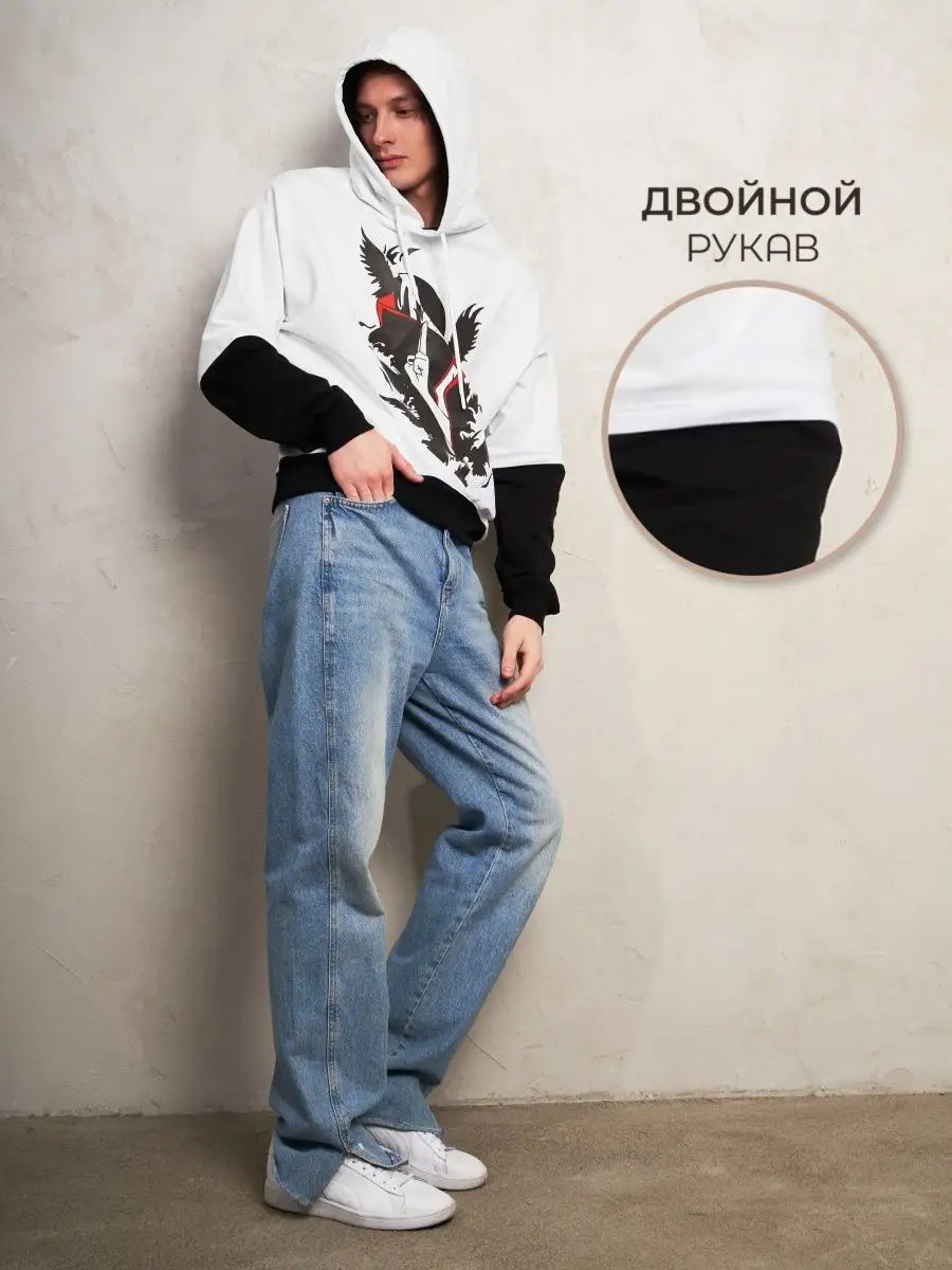 Худи женское мужское оверсайз с принтом аниме с капюшоном