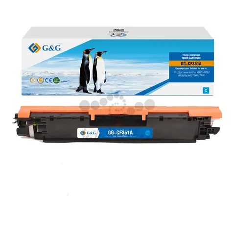 Тонер-картридж G&G, аналог HP CF351A/130A синий 1k с чипом