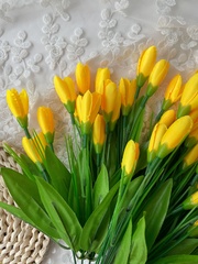 Крокусы-подснежники искусственные, Темно-желтые, набор 3 букета, 33 см, больше 60 бутонов в наборе