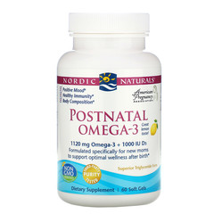 Nordic Naturals, Postnatal Omega-3, Lemon, 1,120 mg, 60 Soft Gels