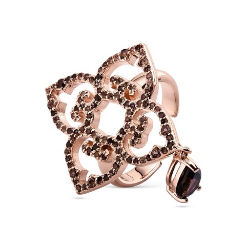 Classic Ring Rose Gold, Smoky Quartz, L