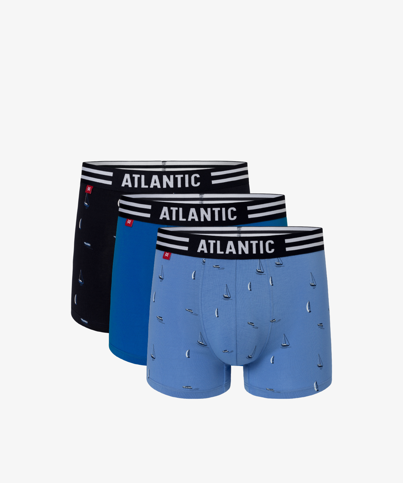 

Мужские трусы шорты Atlantic, набор из 3 шт., хлопок, светло-голубые + бирюзовые + темно-синие, 3MH-039, Светло-голубой + бирюзовый + темно-синий