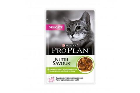 Консервы Purina Pro Plan Delicate для кошек с чувствительным пищеварением, ягнёнок в соусе, 85 г