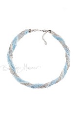 Бисерное ожерелье 24 нити цвет серебристо-голубой