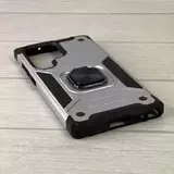 Противоударный чехол Strong Armour Case с кольцом для Samsung Galaxy S23 Ultra (Серебро)