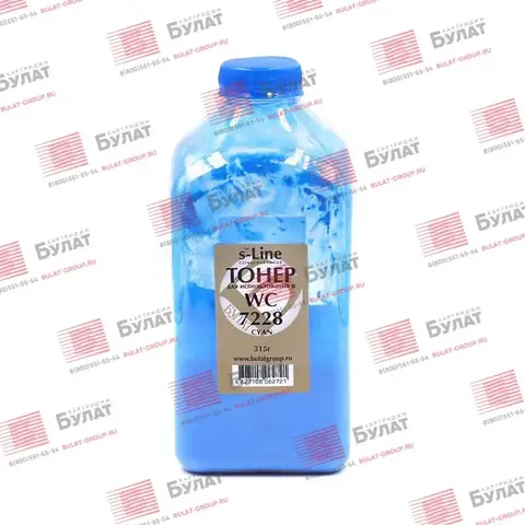 Тонер с девелопером БУЛАТ s-Line WC 7228 C для Xerox WC 7228 (Голубой, банка 315 г)