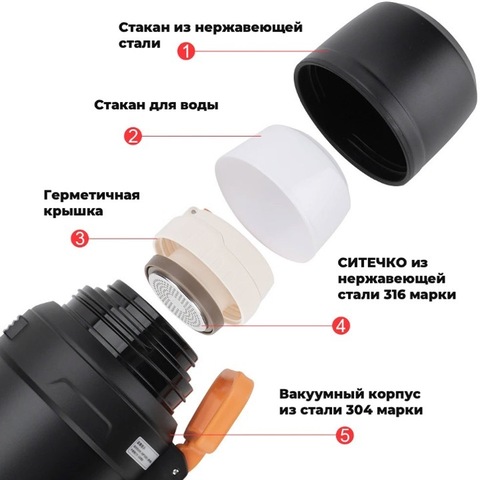 Картинка термос Skully KD9059-2 Stainless Steel - 6