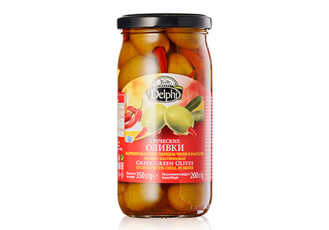 Оливки фаршированные перцем чили Delphi, 200г