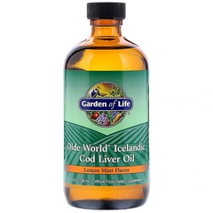 Garden of Life, Olde World Icelandic Cod Liver Oil, со вкусом лимона и мяты, 8 жидких унций (236 мл)