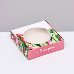 Коробка сборная с окном 11,5х11,5х3см