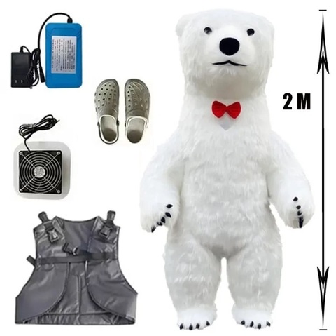 Белый медведь костюм меховой надувной (пневмокостюм)