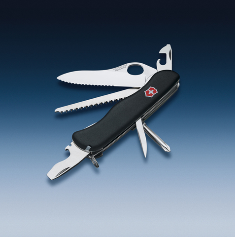 Нож складной Victorinox Trailmaster One Hand, 111 mm, 12 функций, с фиксатором лезвия, чёрный