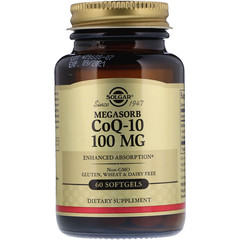 Solgar, Мегасорб CoQ-10, 100 мг, 60 мягких капсул
