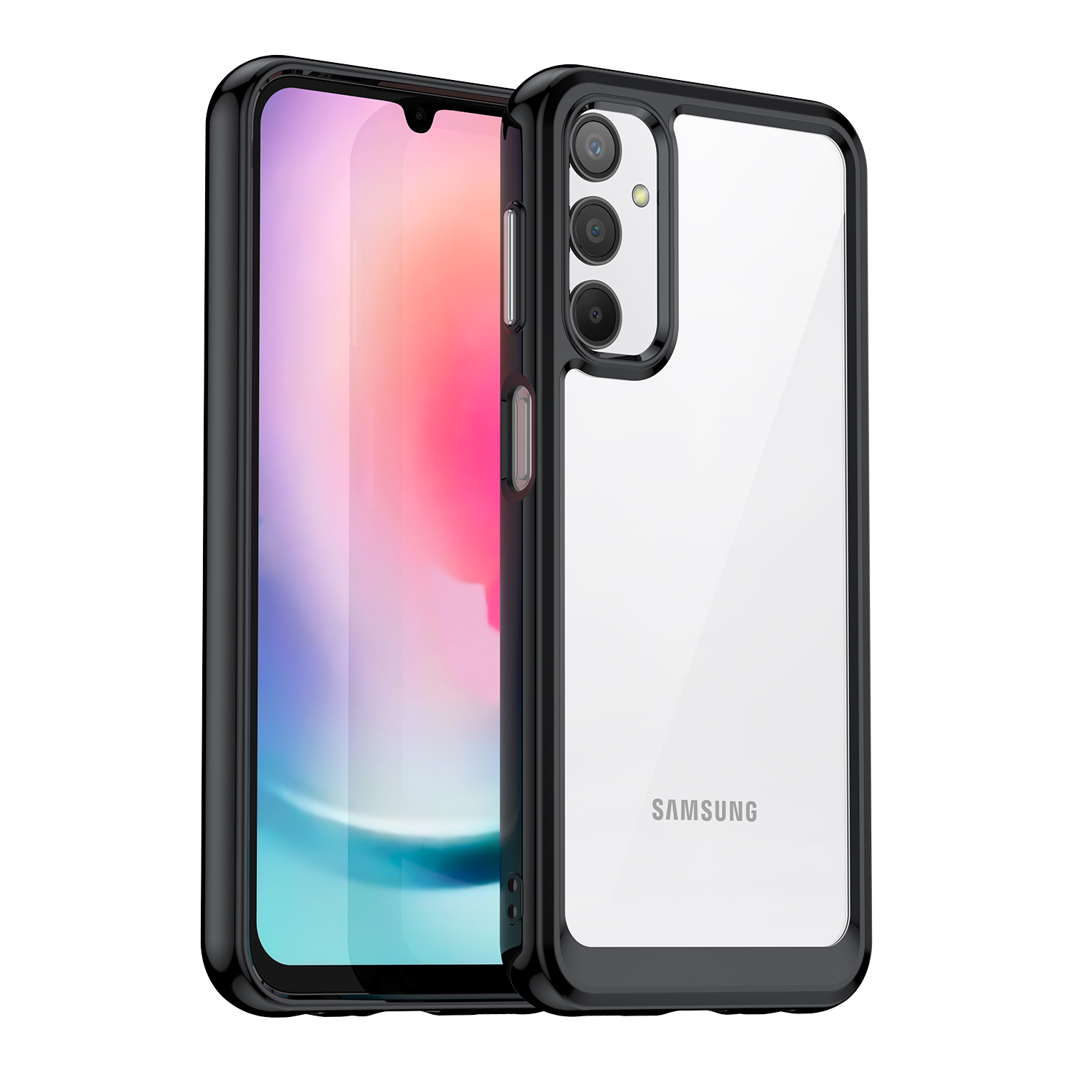 Усиленный чехол с черными рамками для Samsung Galaxy A24 4G, мягкий отклик  кнопок