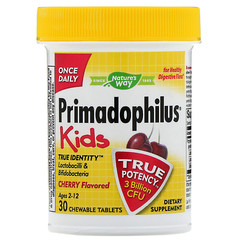 Nature's Way, Primadophilus, для детей, со вкусом вишни, 3 млрд КОЕ, 30 жевательных таблеток