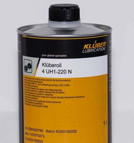 KLUBER Kluberoil 4 UH1-220 N - синтетическое масло для пищевой промышленности - 1 л