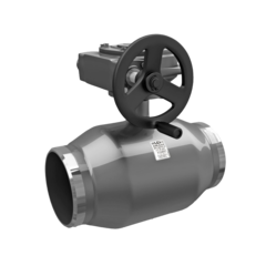 Кран стальной шаровой цельносварной LD КШ.Ц.П.Р.300.025, DN-300 PN-25, длина-730мм, стандартнопроходной, фланцевый с редуктором