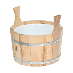 Ушат "БАННЫЕ ШТУЧКИ" Цветочный орнамент, пластиковая вставка, 2 ручки, 9 л, 32696