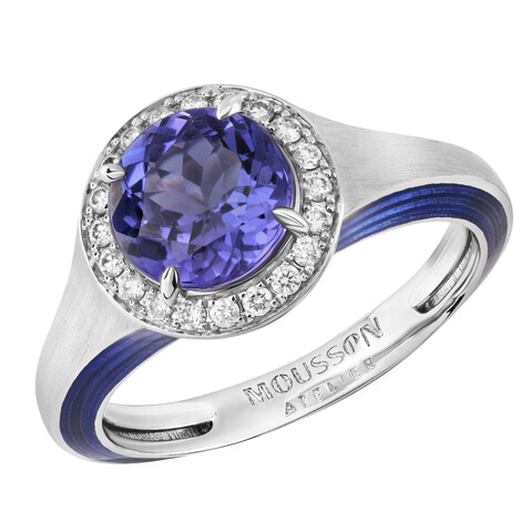 Кольцо с Танзанитом и Бриллиантами, Эмаль, R0143-3/2