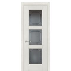 Купить Межкомнатная дверь массив дуба Турин белая эмаль остеклённая