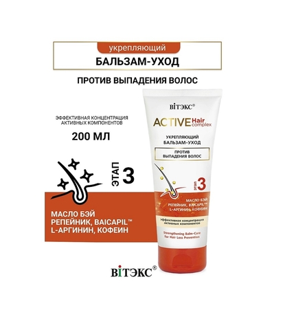 Бальзам-уход ACTIVE HairComplex  укрепляющий против выпадения волос 200мл Витекс
