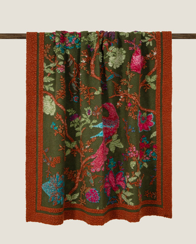 Плед 150x190 Frati Home Paradisiaco Verde зеленый с красным