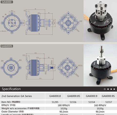 Мотор DUALSKY GA6000.9S 160KV (51557)