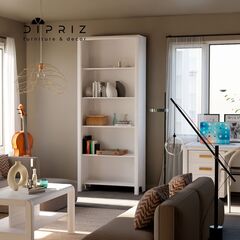 Книжный стеллаж деревянный 5 полок Мадейра 86х39х211 см из массива сосны, белый