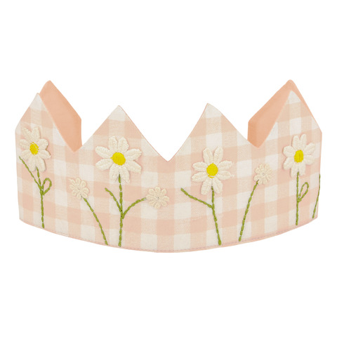 Корона в розовую клетку с вышивкой