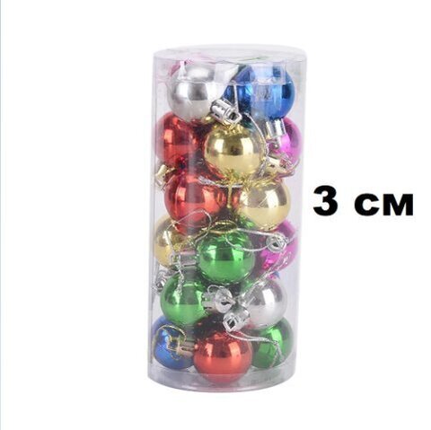 Набор шаров 3см 20шар 5цв, однотонные цветные, глянец/матовый, в тубусе