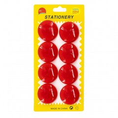 
          Магниты для доски Alingar, 35мм., 8 шт в наборе, круглые, красный, блистер с европодвесом