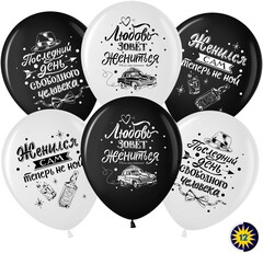 МЛ 12''/30 см, Мальчишник, Последний день свободы, Ассорти, пастель, 5 шт.