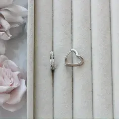 Швензы Конго Сердце 14*2,7 мм, родий, Ш116